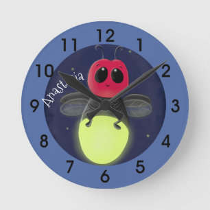 Horloge Ronde Illustration d'une luciole à éclair mignon