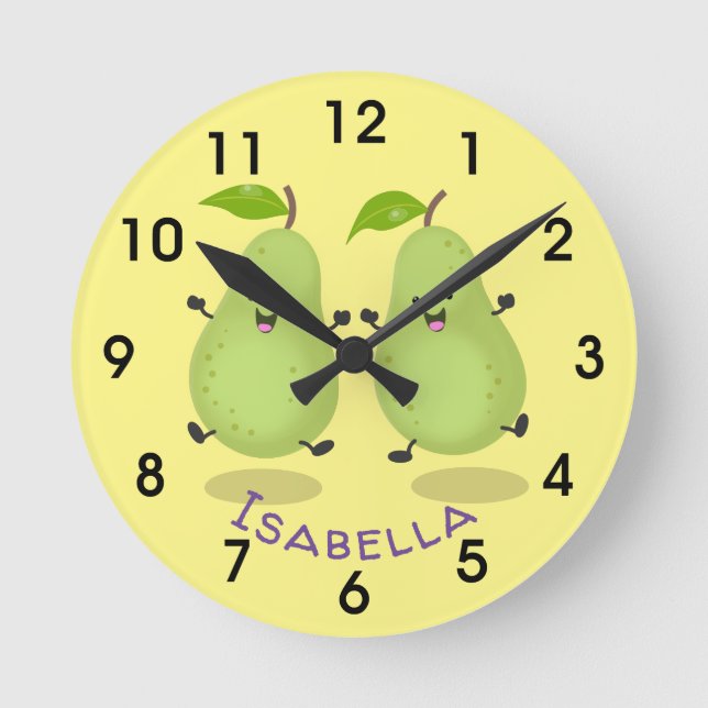 Horloge Ronde Illustration d'une paire de poires mignonne (Recto)