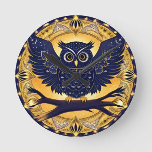 Horloge Ronde Illustration élégante de hibou nocturne
