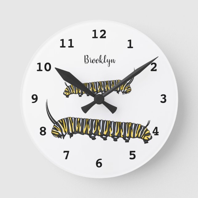 Horloge Ronde Illustration Monarch caterpillar (Recto)