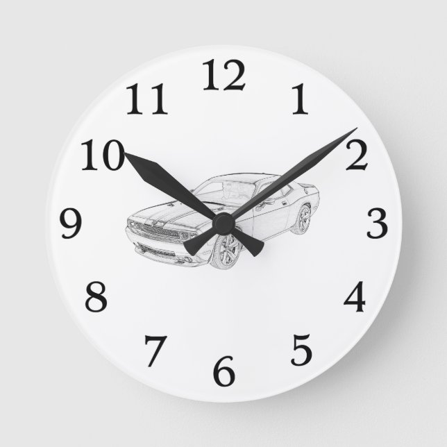 Horloge Ronde Illustration noire et blanche de challengeur de (Recto)