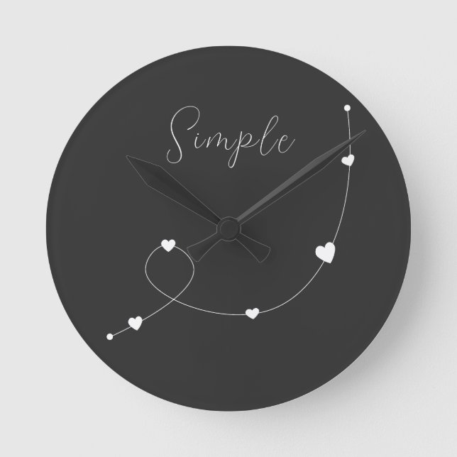 Horloge Ronde Illustration simple avec les coeurs dans un style  (Recto)