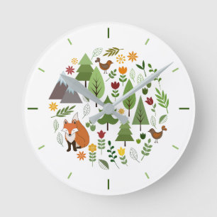 Horloge Ronde Illustrations de style scandinave Cercle+Temps