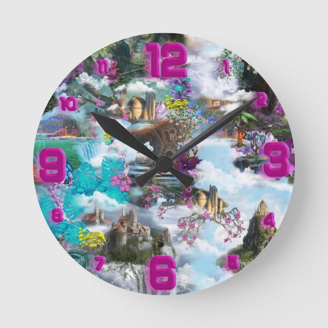 Horloge Ronde Imaginaire Autres mondes dans les nuages (Recto)