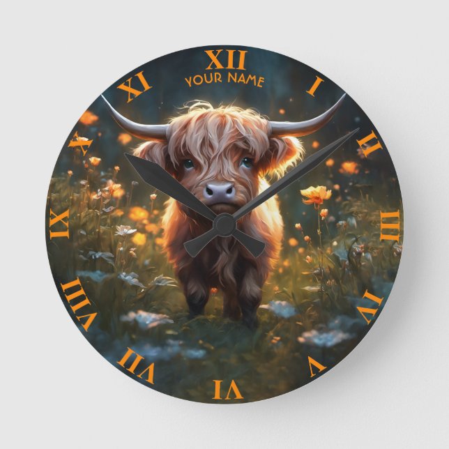 Horloge Ronde Imaginaire Mignonne Highland Baby Cow (Recto)