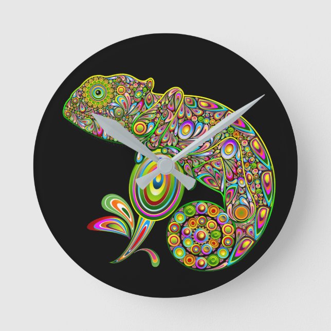 Horloge Ronde Imaginaire psychédélique de Chameleon (Recto)