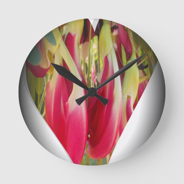 Horloge Ronde Impression d'art au cœur floral (Recto)