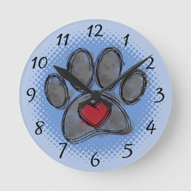 Horloge Ronde Impression demi-ton Amoureux des chiens Dessin Aqu (Recto)