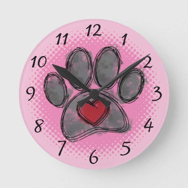 Horloge Ronde Impression demi-ton Amoureux des chiens Dessin Aqu (Recto)