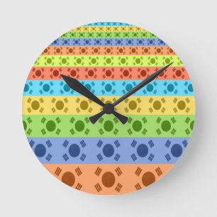 Horloge Ronde Impression d'un drapeau coréen multicolore