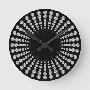 Horloge Ronde Impression noire et diamant