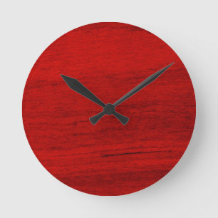 Horloge Ronde Impression numérique en bois rustique rouge
