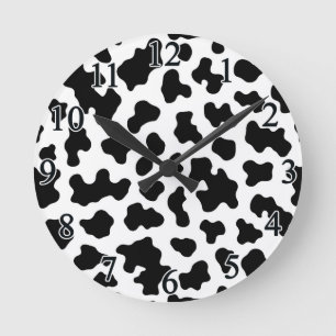 Horloge Ronde Imprimé vachette noir et blanc