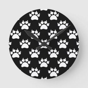 Horloge Ronde Imprimer les pattes blanches et les pattes de Moti