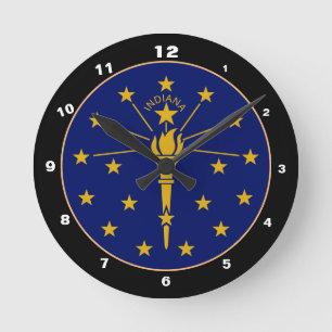 Horloge Ronde Indiana Flag & Indiana mode /design USA