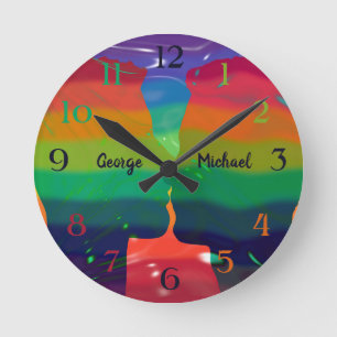 Horloge Ronde Indicateur Arc-en-ciel Pride avec noms
