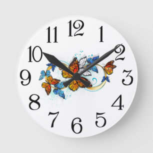Horloge Ronde Infini de papillons monarques