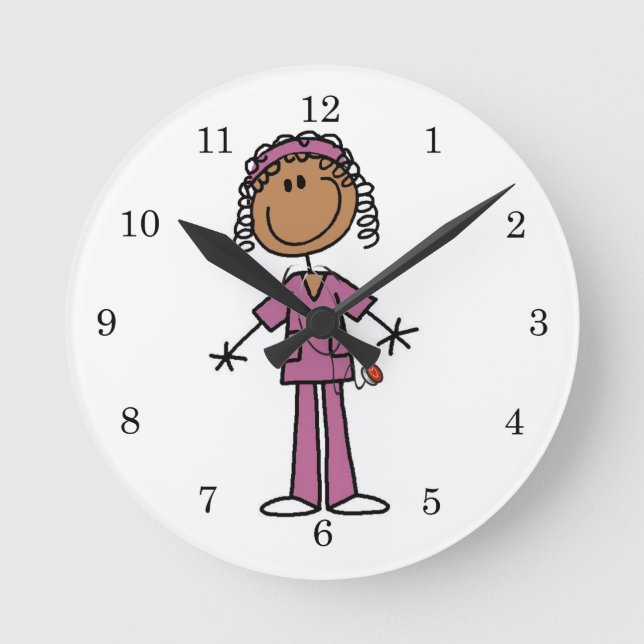 Horloge Ronde Infirmière afro-américaine (Recto)
