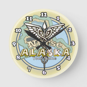 Horloge Ronde Infirmière d'Alaska Caducée