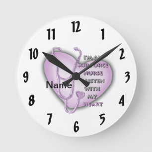 Horloge Ronde Infirmière de l'Air Force Purple Heart