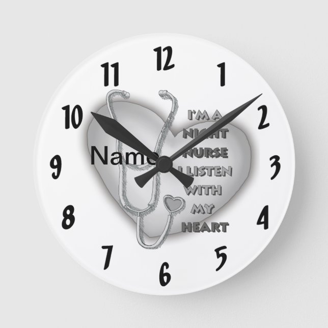 Horloge Ronde Infirmière de nuit Grey Heart (Recto)