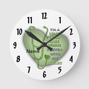 Horloge Ronde Infirmière en soins de longue durée Green Heart