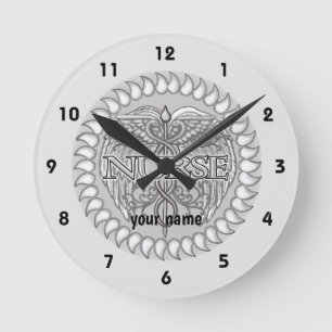Horloge Ronde Infirmière Fancy Caduceus