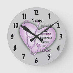 Horloge Ronde Infirmière RN Purple Heart