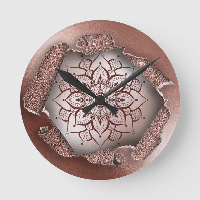 Horloge Ronde INITIATIVES DU rose GOLD MANDALA YOGA ZEN LIFE (Recto)