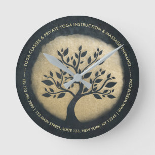 Horloge Ronde Instructeur de méditation Yoga Studio Black Gold T