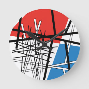 Horloge Ronde Intersection de lignes et de plans - Art abstrait