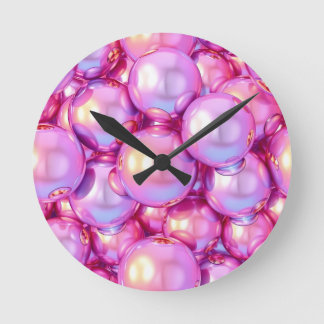Horloge Ronde Iridescent Cyber-Bubbles Y2K Clock