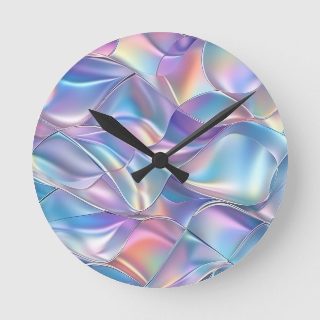 Horloge Ronde Iridescente métallique 6 géométrique (Recto)