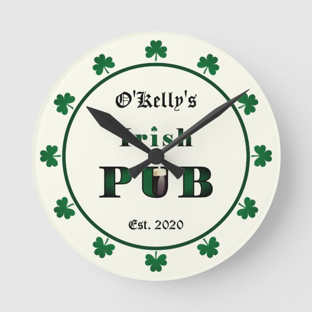 Horloge Ronde Irish Pub Bar Tavern Acrylic Wall Clock (Recto)