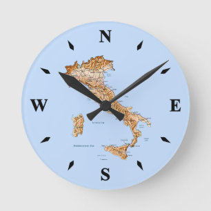 Horloge Ronde Italy Map Clock