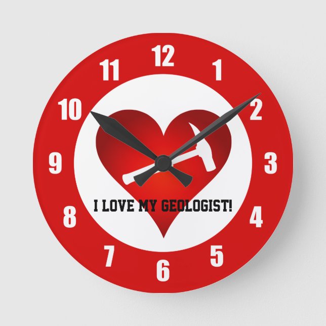 Horloge Ronde J'adore mon géologue (Recto)