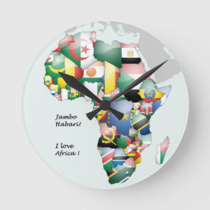 Horloge Ronde J'aime l'Afrique