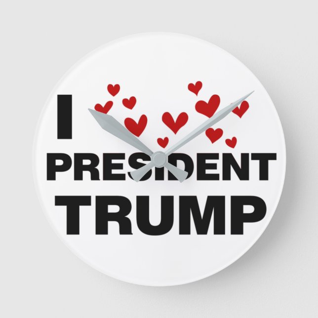 Horloge Ronde J'aime les coeurs du président Trump (Recto)
