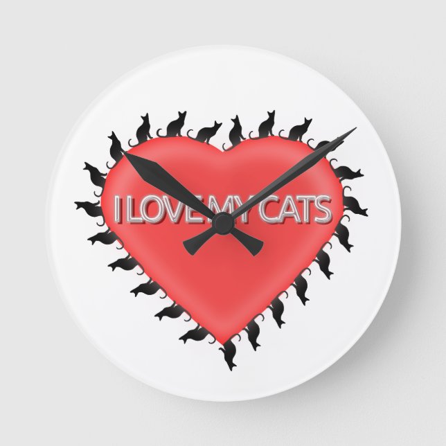 Horloge Ronde J'Aime Mes Chats (Recto)