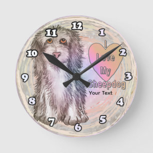 Horloge Ronde J'aime mon berger des moutons