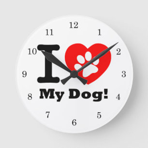 Horloge Ronde J'Aime Mon Chien