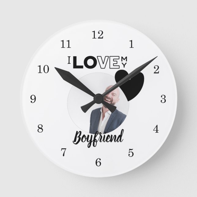 Horloge Ronde J'aime mon mari garçon ami papa grand-père frère (Recto)