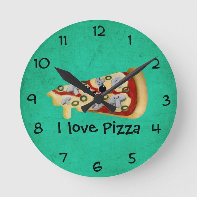 Horloge Ronde J'aime Pizza (Recto)