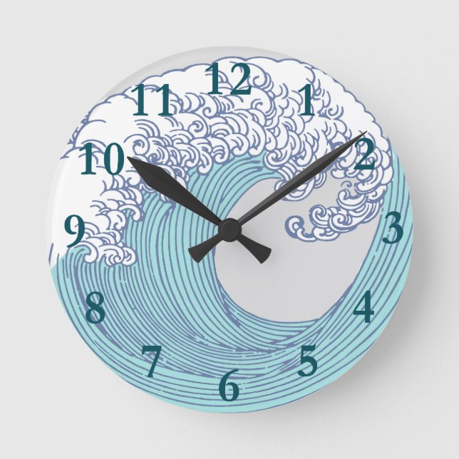 Horloge Ronde Japonais asiatique d'impression d'art de surf (Recto)