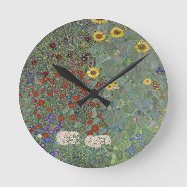 Horloge Ronde Jardin agricole avec tournesol par Gustav Klimt (Recto)