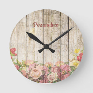 Horloge Ronde Jardin Fleur Patio extérieur clôtures en bois Pers