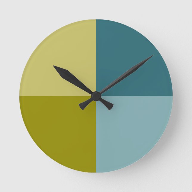 Horloge Ronde Jaune d'or bleu Turquoise (Recto)