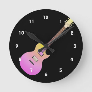 Horloge Ronde jaune gradient.png de rose de guitare électrique