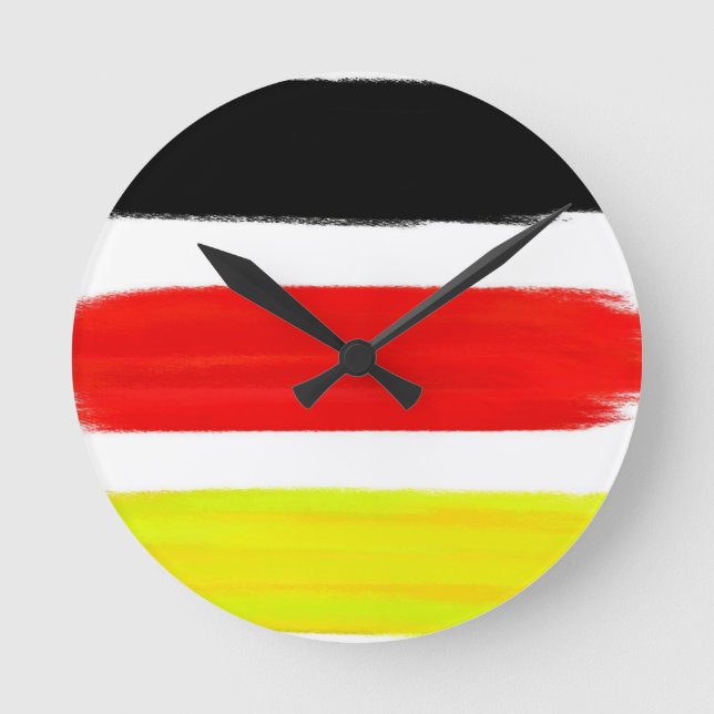 Horloge Ronde Jaune Rouge Noir Abstrait peinture Art (Recto)