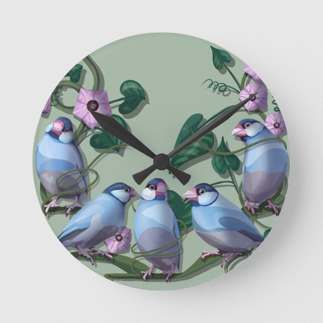 Horloge Ronde Java sparrows  (Recto)